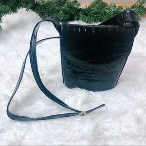 Vintage croc print black crossbody